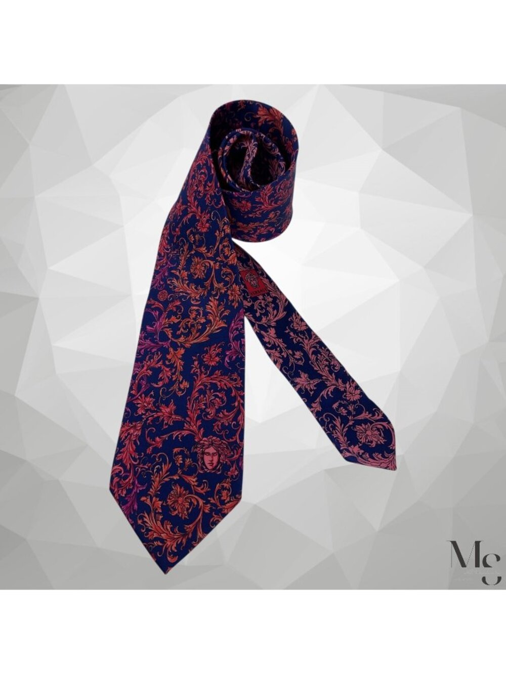 VERSACE Blue Purple Orange Baroque Men’s Silk Tie Made In Italy 60 " x 3.8" E.C